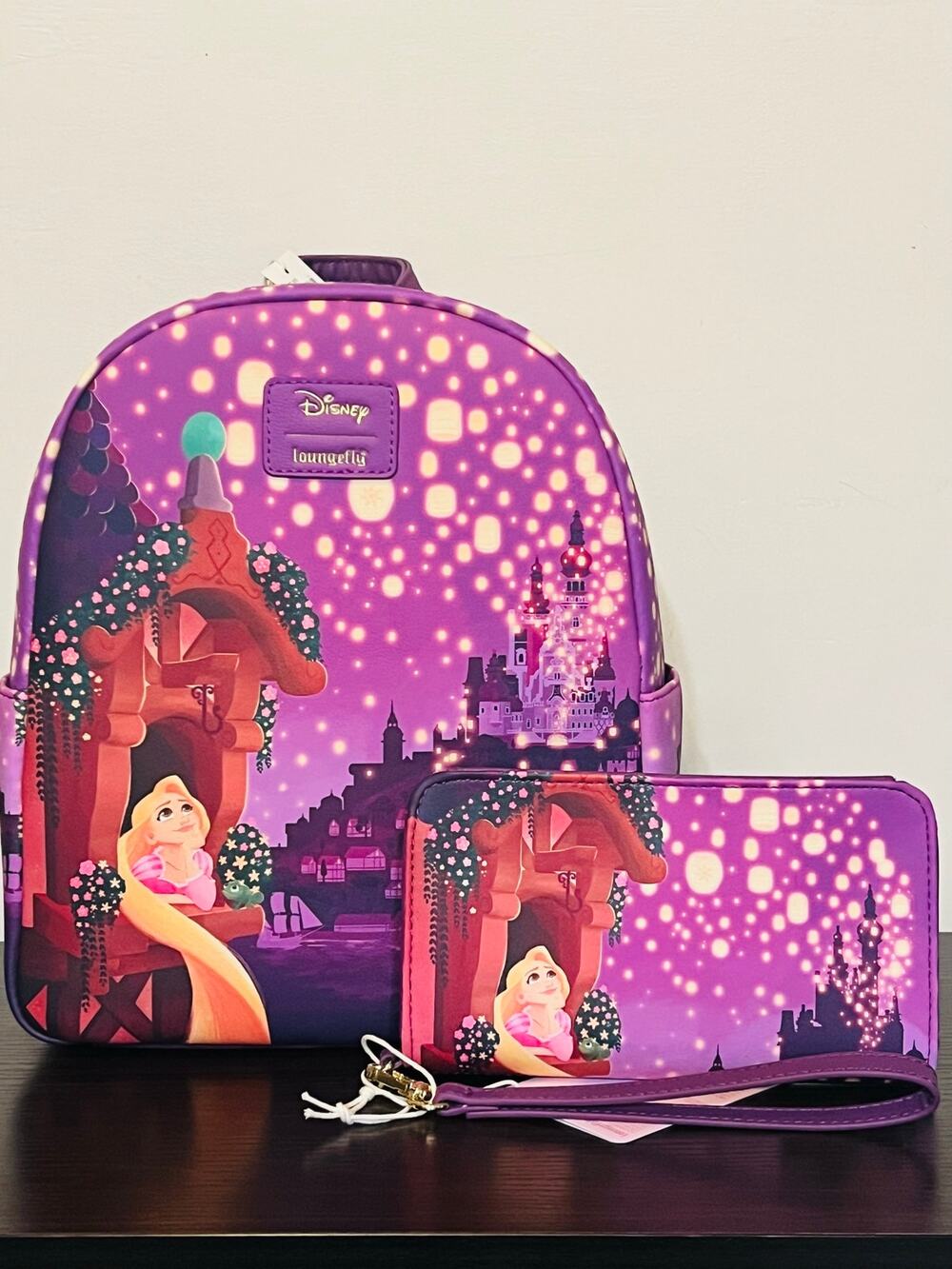 Loungefly Disney Tangled Rapunzel Lantern Night Mini Backpack Wallet Set